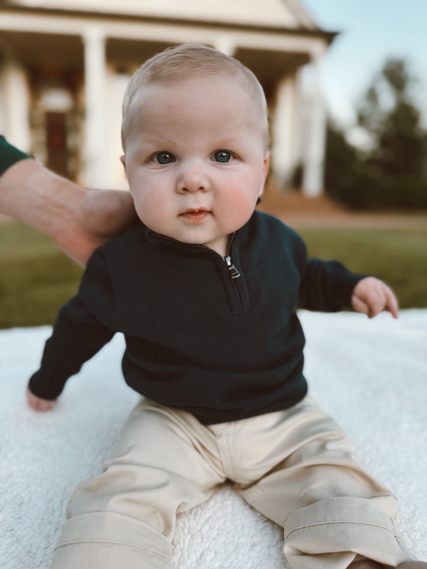 Navy Quarter Zip Sweater