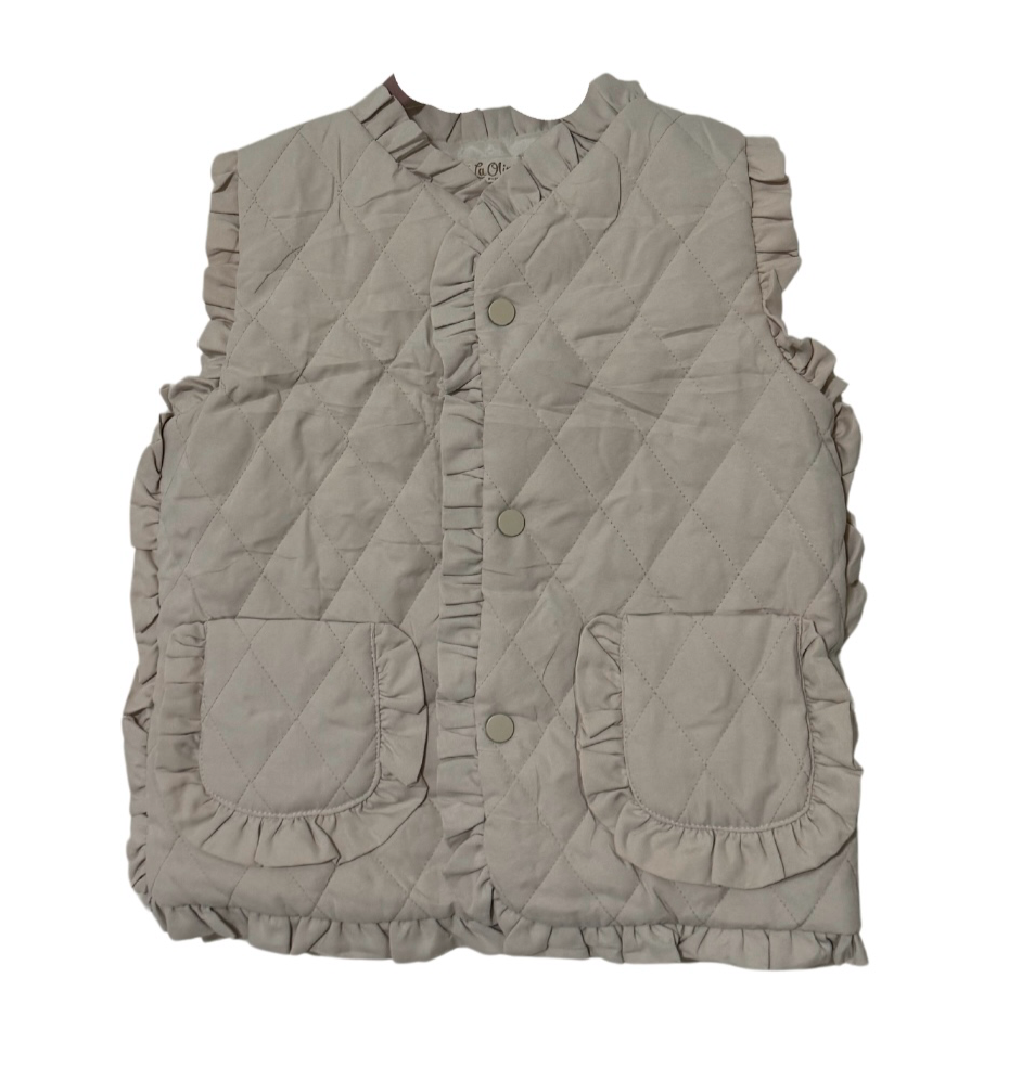 Beige Ruffle Vest