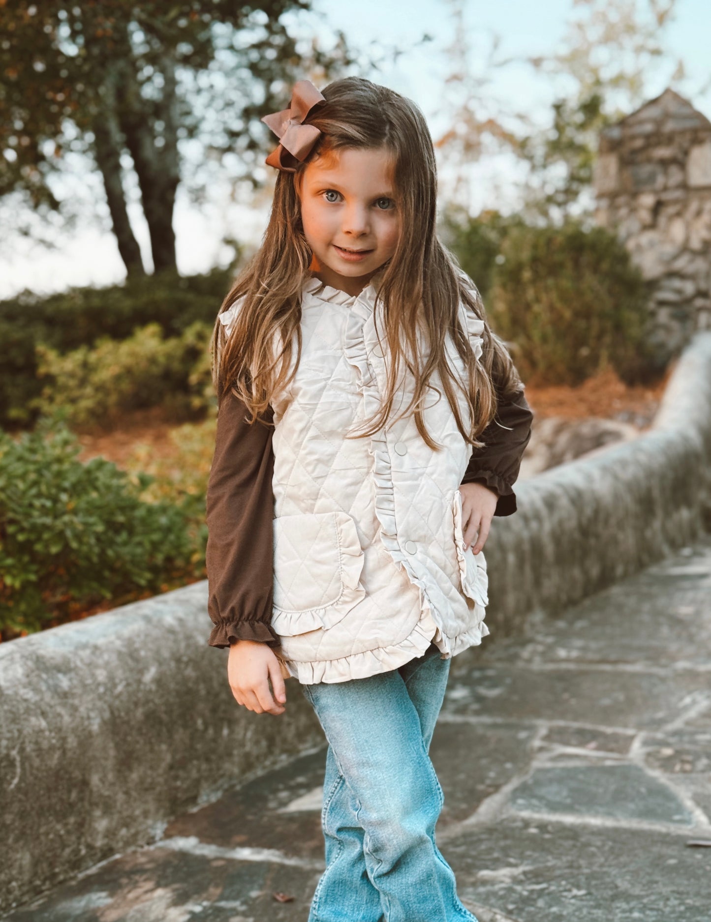 Beige Ruffle Vest